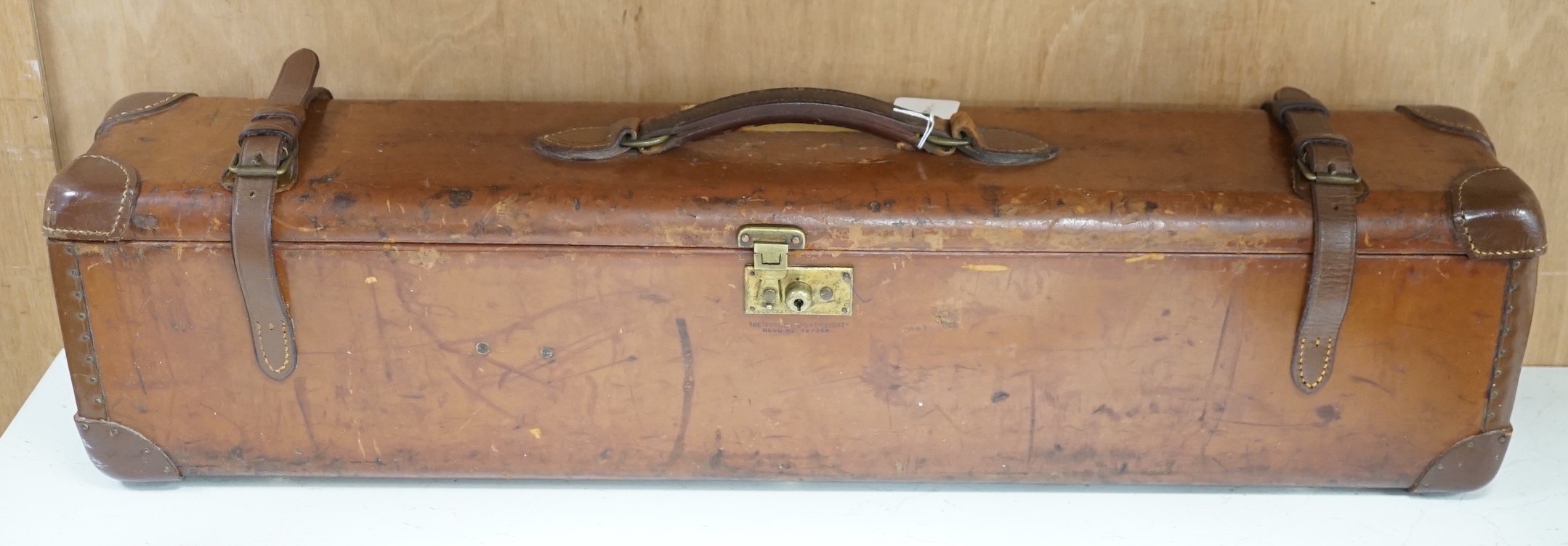 A Purdey Lightweight Reg. No. 727366 brown leather gun case. 79cm wide